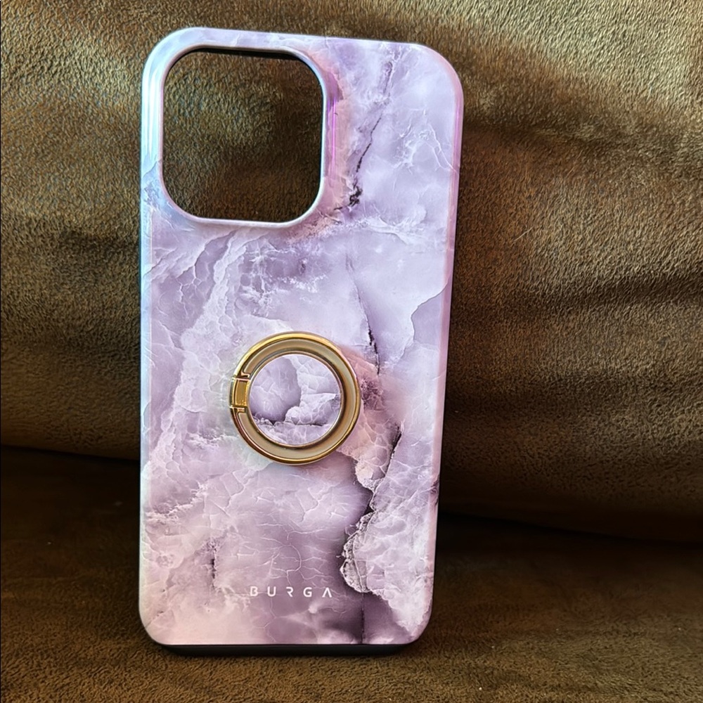 Purple Marble Phone Case with Ring Holder